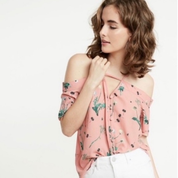 Express Floral Off-Shoulder Blouse - Pink and Green - Picture 9 of 10